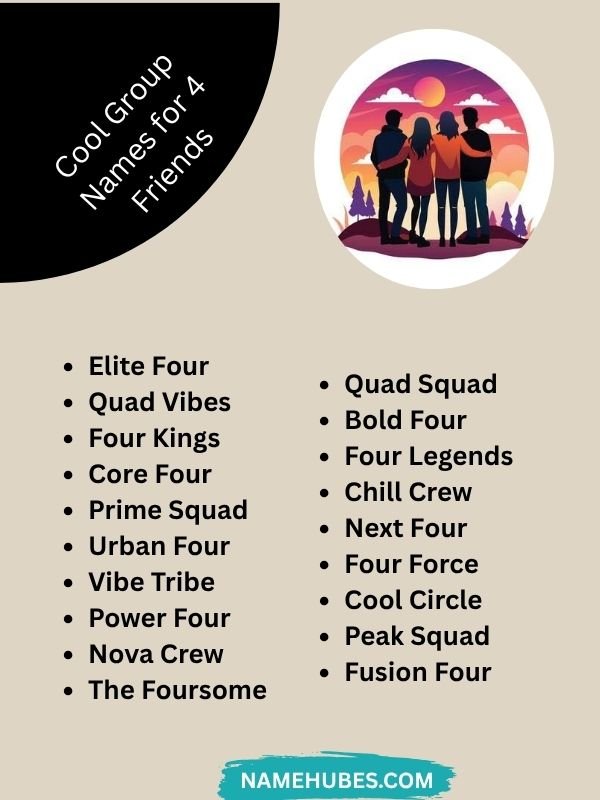 Cool Group Names for 4 Friends