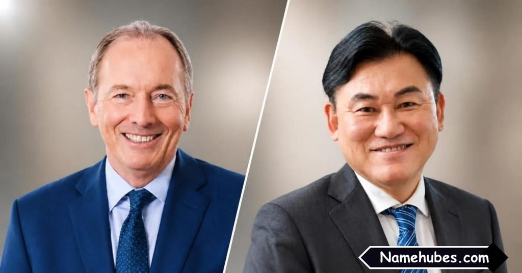 Hiroshi Mikitani and James Gorman Business Leaders