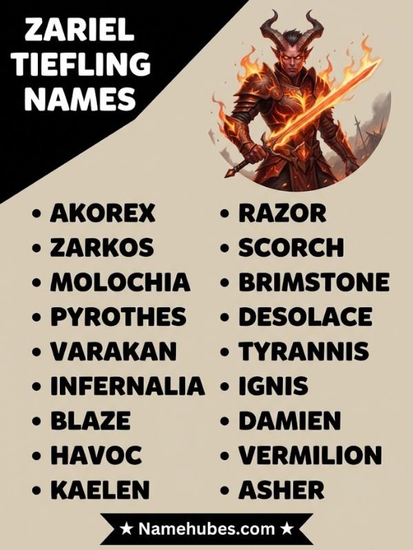 Zariel Tiefling Names
